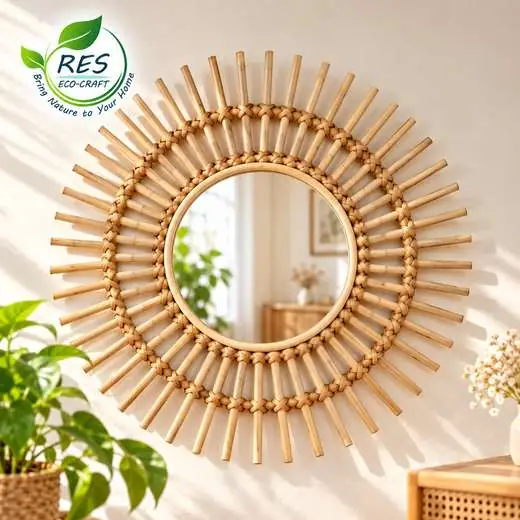 Rattan Sunburst Wall Mirror by RES Eco-Craft