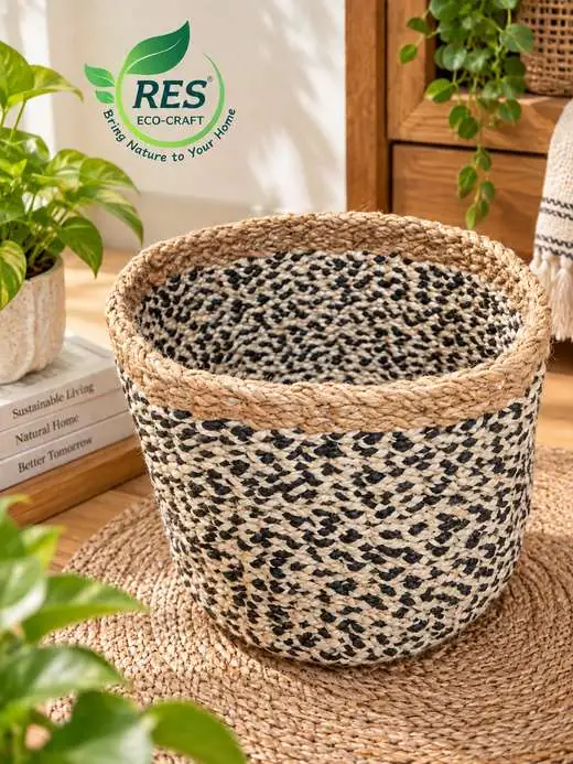 Jute Braided Round Basket by RES Eco-Craft