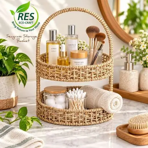 Eco-Chic Seagrass Vanity Organizer by RES Eco-Craft