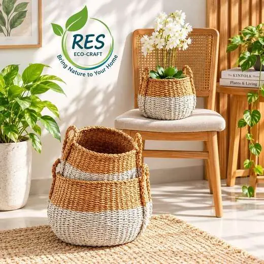 Sunlit Eco-Craft Seagrass Basket Display by RES Eco-Craft