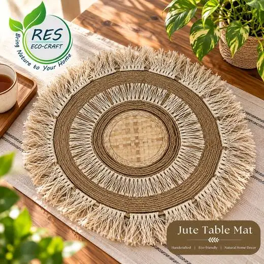 Fringed Jute Table Mat by RES Eco-Craft