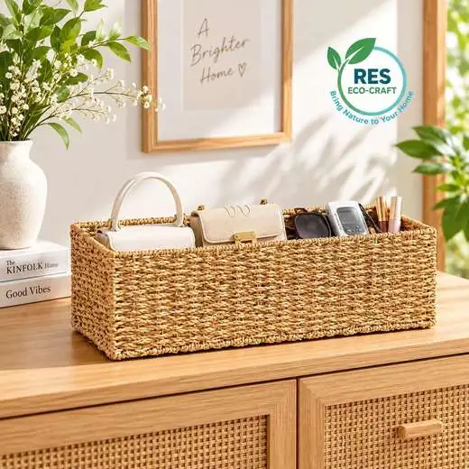 Woven Seagrass Basket Organizer by RES Eco-Craft