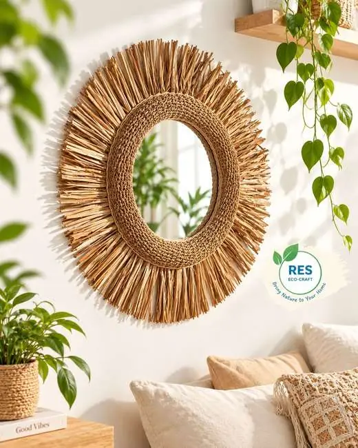 Boho Sunburst Seagrass Mirror by RES Eco-Craft