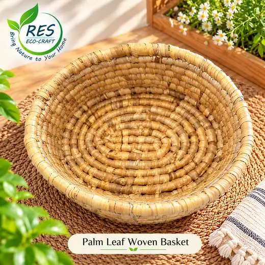 Palm Leaf Woven Basket by RES Eco-Craft