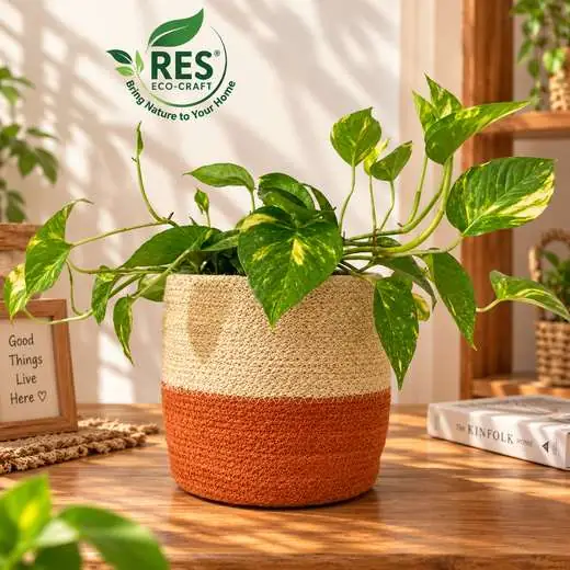 Jute Two-Tone Planter Basket by RES Eco-Craft