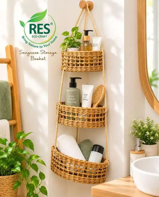 Eco-Chic Seagrass Bathroom Storage by RES Eco-Craft