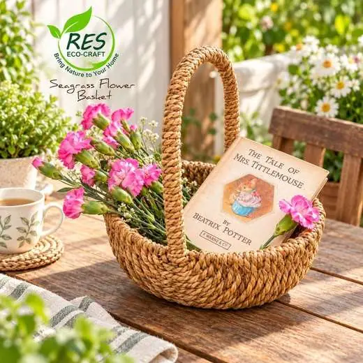 Seagrass Basket with Vintage Blooms by RES Eco-Craft