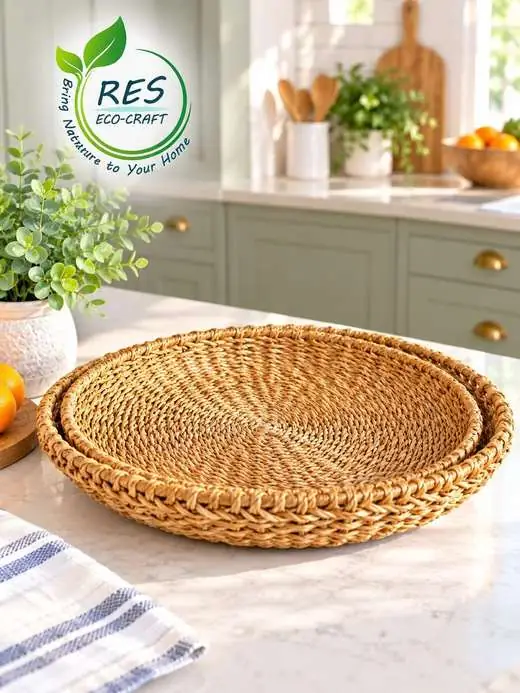 Woven Seagrass Tray in a Sunlit Kitchen by RES Eco-Craft