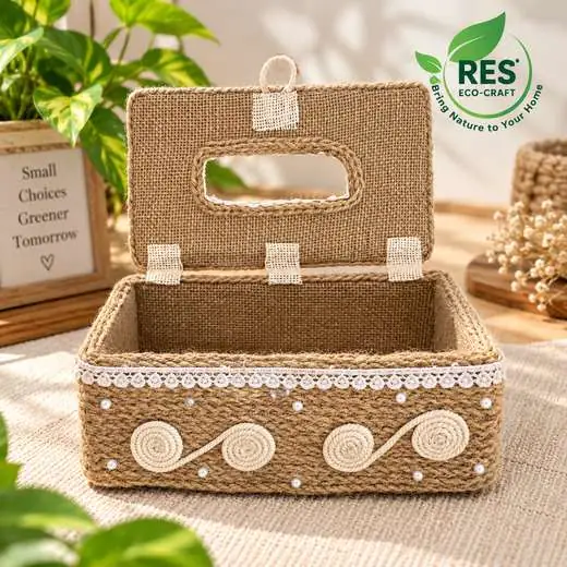 Jute Decorative Tissue Box by RES Eco-Craft