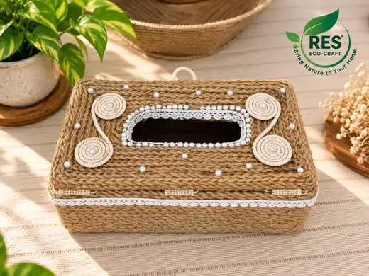 Jute Decorative Tissue Box (Style 2) by RES Eco-Craft