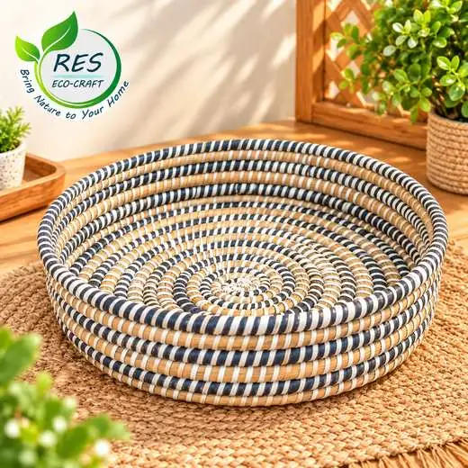 Dried Sungrass Round Serving Tray by RES Eco-Craft