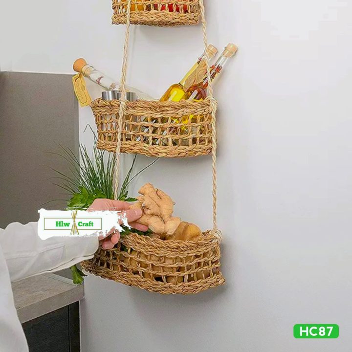 Seagrass 3 Tier Hanging Basket flat - Image 4